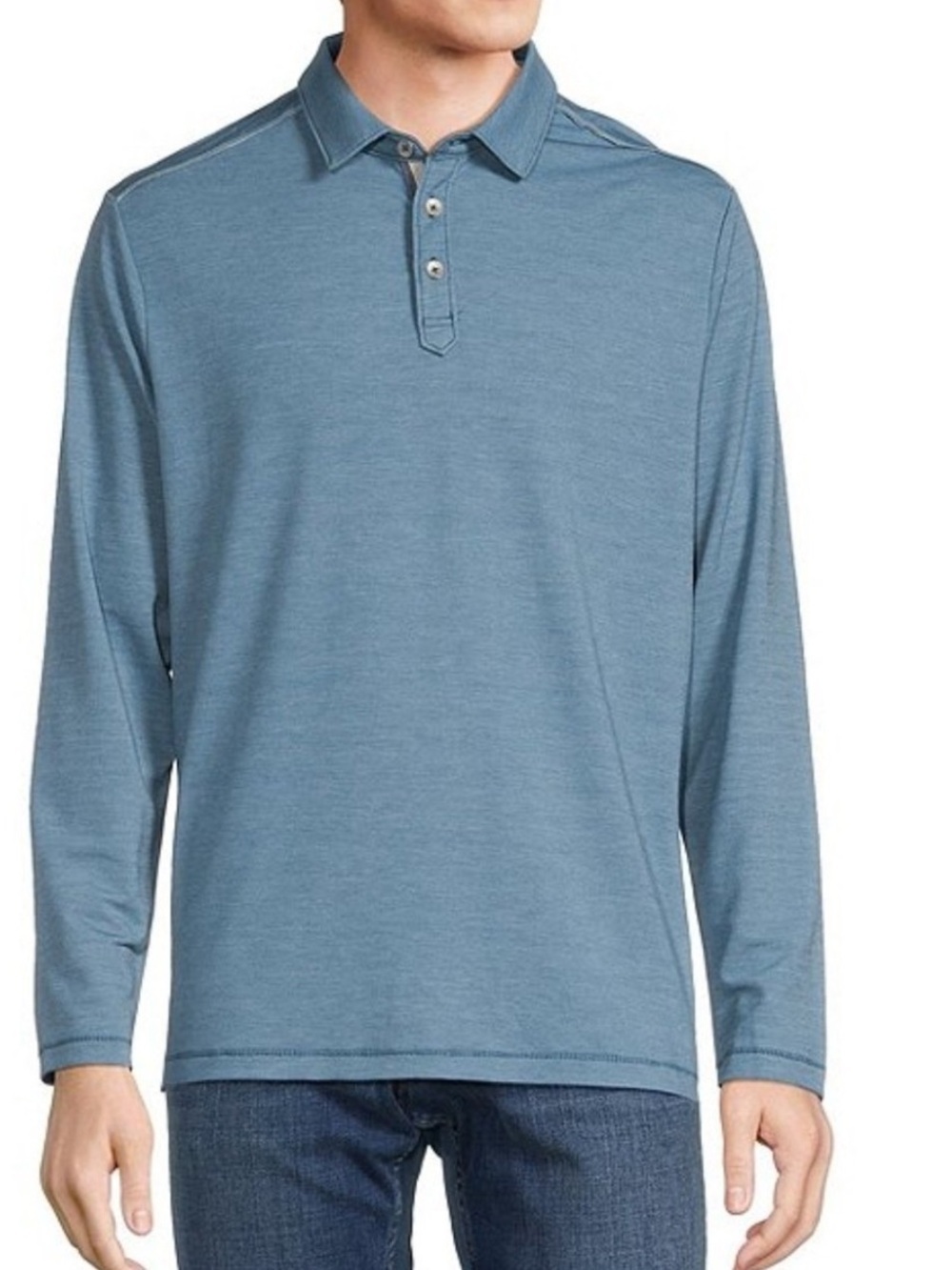 TOMMY BAHAMA long sleeve polo shirt blue 100% Pima cotton 3 buttons collar sz XL